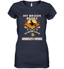 Broom Broke So I Became A Fan of Minnesota Viking NFL Halloween Costume Women's V-Neck T-Shirt Women's V-Neck T-Shirt - belovedtshirt