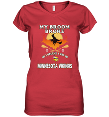 Broom Broke So I Became A Fan of Minnesota Viking NFL Halloween Costume Women's V-Neck T-Shirt Women's V-Neck T-Shirt - belovedtshirt