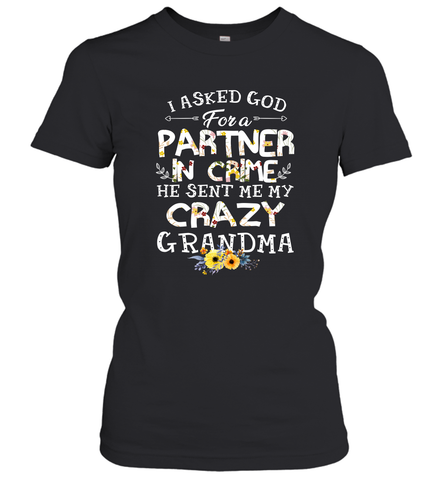 Crazy Grandma Partner in Crime design Women's T-Shirt Women's T-Shirt / Black / XS Women's T-Shirt - belovedtshirt