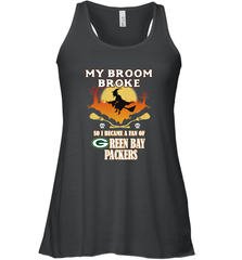 Broom Broke So I Became A Fan of Green Bay Packers  NFL Halloween Costume Women's Racerback Tank Women's Racerback Tank - belovedtshirt