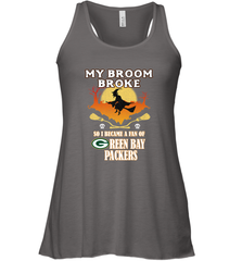 Broom Broke So I Became A Fan of Green Bay Packers  NFL Halloween Costume Women's Racerback Tank Women's Racerback Tank - belovedtshirt