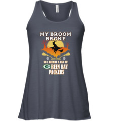 Broom Broke So I Became A Fan of Green Bay Packers  NFL Halloween Costume Women's Racerback Tank Women's Racerback Tank - belovedtshirt