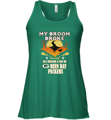 Broom Broke So I Became A Fan of Green Bay Packers  NFL Halloween Costume Women's Racerback Tank Women's Racerback Tank - belovedtshirt