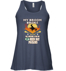 Broom Broke So I Became A Fan of Green Bay Packers  NFL Halloween Costume Women's Racerback Tank Women's Racerback Tank - belovedtshirt