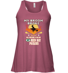 Broom Broke So I Became A Fan of Green Bay Packers  NFL Halloween Costume Women's Racerback Tank Women's Racerback Tank - belovedtshirt