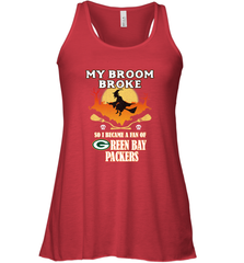 Broom Broke So I Became A Fan of Green Bay Packers  NFL Halloween Costume Women's Racerback Tank Women's Racerback Tank - belovedtshirt
