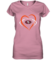 NFL San Francisco Heart Love Football Women's V-Neck T-Shirt Women's V-Neck T-Shirt - belovedtshirt