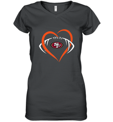 NFL San Francisco Heart Love Football Women's V-Neck T-Shirt
