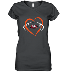 NFL San Francisco Heart Love Football Women's V-Neck T-Shirt Women's V-Neck T-Shirt - belovedtshirt