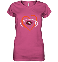 NFL San Francisco Heart Love Football Women's V-Neck T-Shirt Women's V-Neck T-Shirt - belovedtshirt