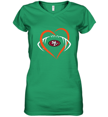 NFL San Francisco Heart Love Football Women's V-Neck T-Shirt Women's V-Neck T-Shirt - belovedtshirt