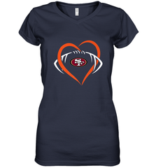 NFL San Francisco Heart Love Football Women's V-Neck T-Shirt Women's V-Neck T-Shirt - belovedtshirt