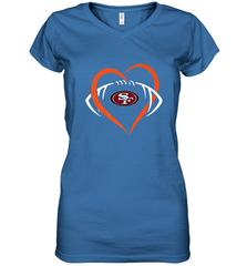 NFL San Francisco Heart Love Football Women's V-Neck T-Shirt Women's V-Neck T-Shirt - belovedtshirt