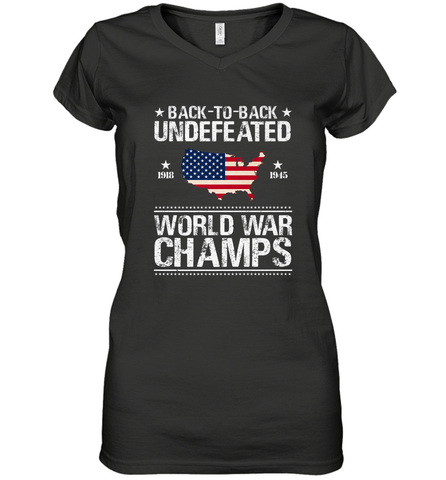 Back To Back Undefeated World War Champs Gift Women's V-Neck T-Shirt Women's V-Neck T-Shirt / Black / S Women's V-Neck T-Shirt - belovedtshirt