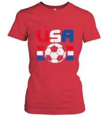Distressed Red, White and Blue Soccer Flag Shirts of the USA Women's T-Shirt Women's T-Shirt - belovedtshirt
