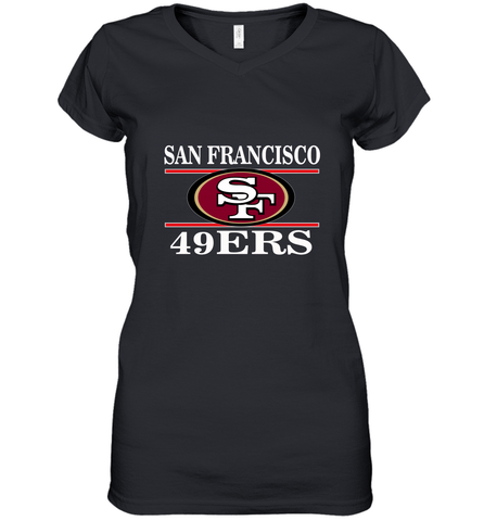 NFL San Francisco 49ers Logo Champion Women's V-Neck T-Shirt Women's V-Neck T-Shirt / Black / S Women's V-Neck T-Shirt - belovedtshirt