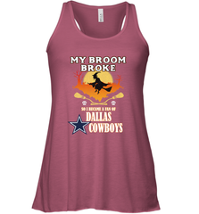 Broom Broke So I Became A fan of Dallas Cowboys  NFL Halloween Costume Women's Racerback Tank Women's Racerback Tank - belovedtshirt
