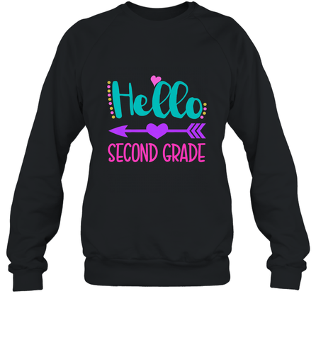 Hello Second Grade 2nd Grade Teachers Students Gift Crewneck Sweatshirt Crewneck Sweatshirt / Black / S Crewneck Sweatshirt - belovedtshirt