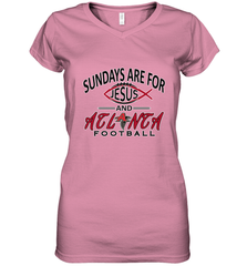 Sundays Are For Jesus and Atlanta Funny Christian Football Women's V-Neck T-Shirt Women's V-Neck T-Shirt - belovedtshirt