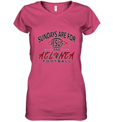Sundays Are For Jesus and Atlanta Funny Christian Football Women's V-Neck T-Shirt Women's V-Neck T-Shirt - belovedtshirt