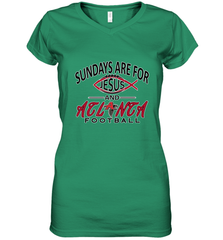 Sundays Are For Jesus and Atlanta Funny Christian Football Women's V-Neck T-Shirt Women's V-Neck T-Shirt - belovedtshirt