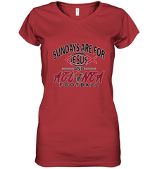 Sundays Are For Jesus and Atlanta Funny Christian Football Women's V-Neck T-Shirt Women's V-Neck T-Shirt - belovedtshirt