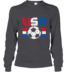 Distressed Red, White and Blue Soccer Flag Shirts of the USA Long Sleeve T-Shirt Long Sleeve T-Shirt - belovedtshirt