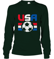 Distressed Red, White and Blue Soccer Flag Shirts of the USA Long Sleeve T-Shirt Long Sleeve T-Shirt - belovedtshirt