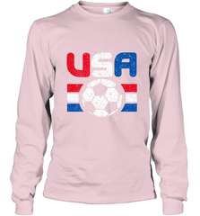 Distressed Red, White and Blue Soccer Flag Shirts of the USA Long Sleeve T-Shirt Long Sleeve T-Shirt - belovedtshirt