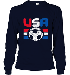 Distressed Red, White and Blue Soccer Flag Shirts of the USA Long Sleeve T-Shirt