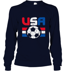 Distressed Red, White and Blue Soccer Flag Shirts of the USA Long Sleeve T-Shirt Long Sleeve T-Shirt - belovedtshirt