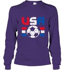 Distressed Red, White and Blue Soccer Flag Shirts of the USA Long Sleeve T-Shirt Long Sleeve T-Shirt - belovedtshirt