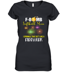 F Bomb Softball Mom Women's V-Neck T-Shirt