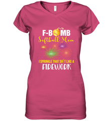 F Bomb Softball Mom Women's V-Neck T-Shirt Women's V-Neck T-Shirt - belovedtshirt