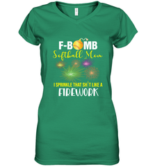 F Bomb Softball Mom Women's V-Neck T-Shirt Women's V-Neck T-Shirt - belovedtshirt