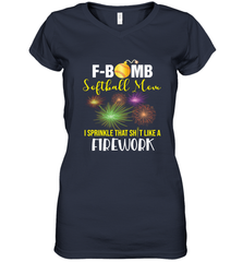 F Bomb Softball Mom Women's V-Neck T-Shirt Women's V-Neck T-Shirt - belovedtshirt