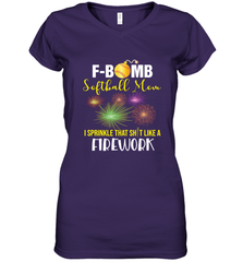 F Bomb Softball Mom Women's V-Neck T-Shirt Women's V-Neck T-Shirt - belovedtshirt