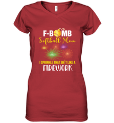 F Bomb Softball Mom Women's V-Neck T-Shirt Women's V-Neck T-Shirt - belovedtshirt