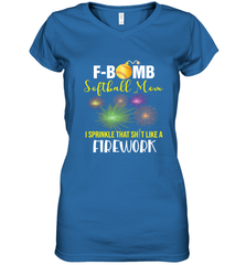 F Bomb Softball Mom Women's V-Neck T-Shirt Women's V-Neck T-Shirt - belovedtshirt