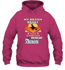 Broom Broke So I Became A Fan of New England Patriots  NFL Halloween Costume Hooded Sweatshirt Hooded Sweatshirt - belovedtshirt
