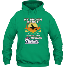 Broom Broke So I Became A Fan of New England Patriots  NFL Halloween Costume Hooded Sweatshirt Hooded Sweatshirt - belovedtshirt