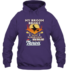 Broom Broke So I Became A Fan of New England Patriots  NFL Halloween Costume Hooded Sweatshirt Hooded Sweatshirt - belovedtshirt