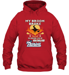Broom Broke So I Became A Fan of New England Patriots  NFL Halloween Costume Hooded Sweatshirt Hooded Sweatshirt - belovedtshirt