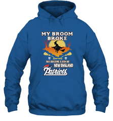 Broom Broke So I Became A Fan of New England Patriots  NFL Halloween Costume Hooded Sweatshirt Hooded Sweatshirt - belovedtshirt