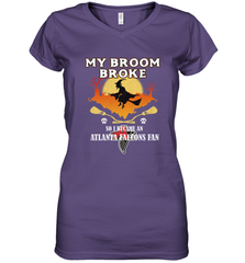 Broom Broke So I Became An Atlanta Falcons Fan  NFL Halloween Costume Women's V-Neck T-Shirt Women's V-Neck T-Shirt - belovedtshirt