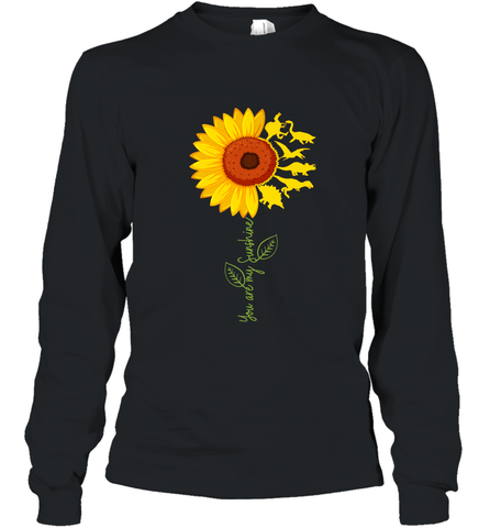 You're My Sunshine Sunflower Dinosaur T Rex Long Sleeve T-Shirt Long Sleeve T-Shirt / Black / S Long Sleeve T-Shirt - belovedtshirt