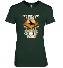 Broom Broke So I Became A Fan of Green Bay Packers  NFL Halloween Costume Women's Premium T-Shirt Women's Premium T-Shirt - belovedtshirt