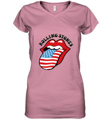 Mens The Rolling Stones USA Tongue Women's V-Neck T-Shirt Women's V-Neck T-Shirt - belovedtshirt