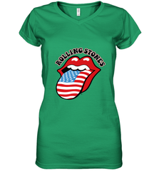 Mens The Rolling Stones USA Tongue Women's V-Neck T-Shirt Women's V-Neck T-Shirt - belovedtshirt