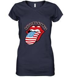 Mens The Rolling Stones USA Tongue Women's V-Neck T-Shirt